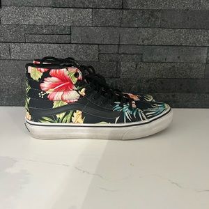 High Top Vans Hawaiian Floral Flowers